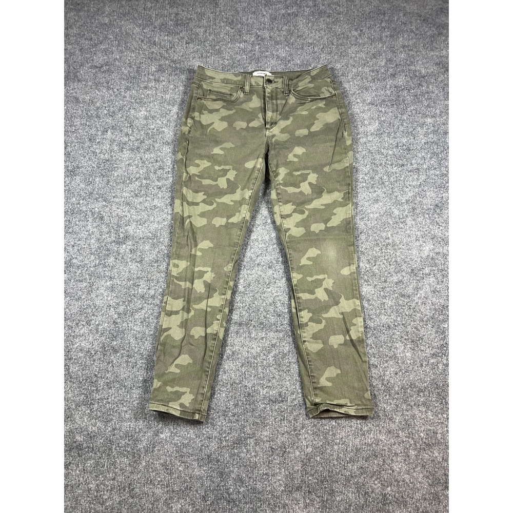 Sonoma‎ Goods For Life Curvy Skinny Jeans Womens 8S Green Camo Cotton Stretch